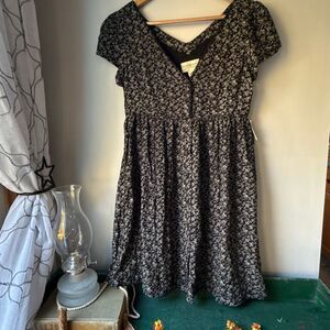 NWT Denim and Supply Ralph Lauren babydoll dress size XS black and white floral